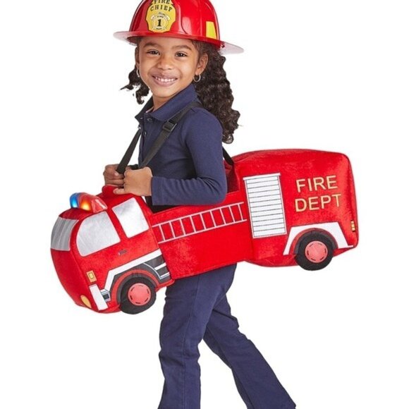 Other - Plush 3D Firetruck Kids Costume Lights & Sounds Halloween NEW
